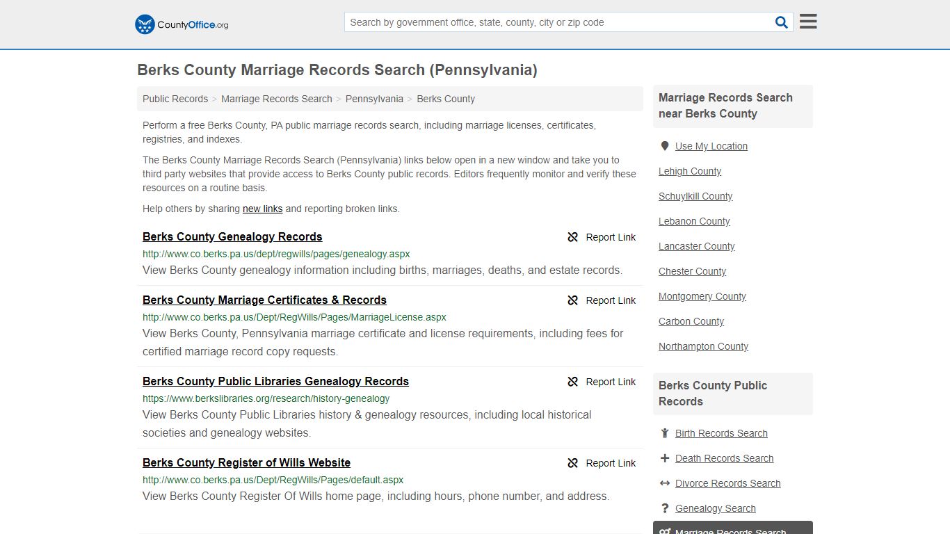 Marriage Records Search - Berks County, PA (Marriage ...