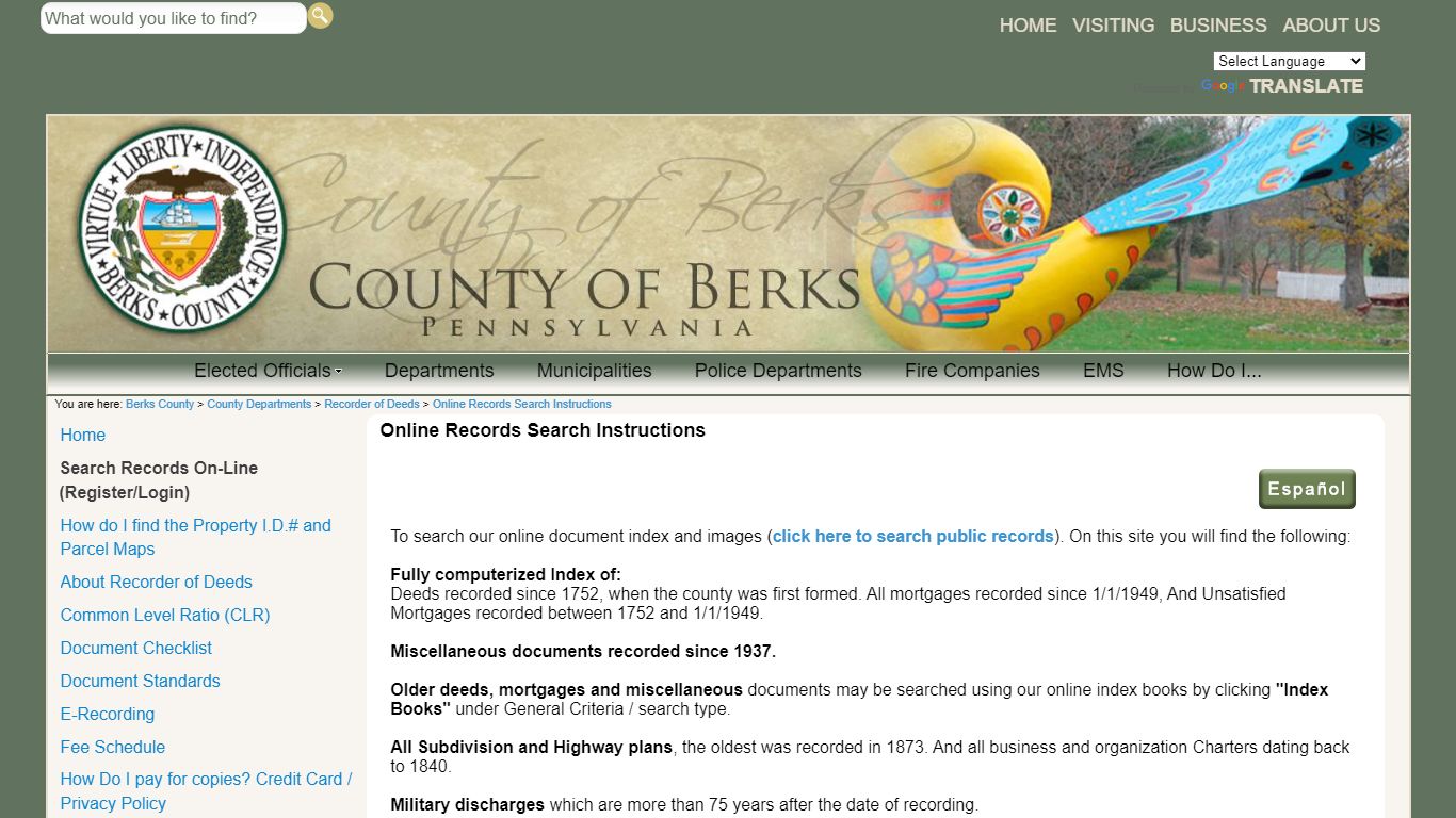 Online Records Search Instructions - County of Berks Home